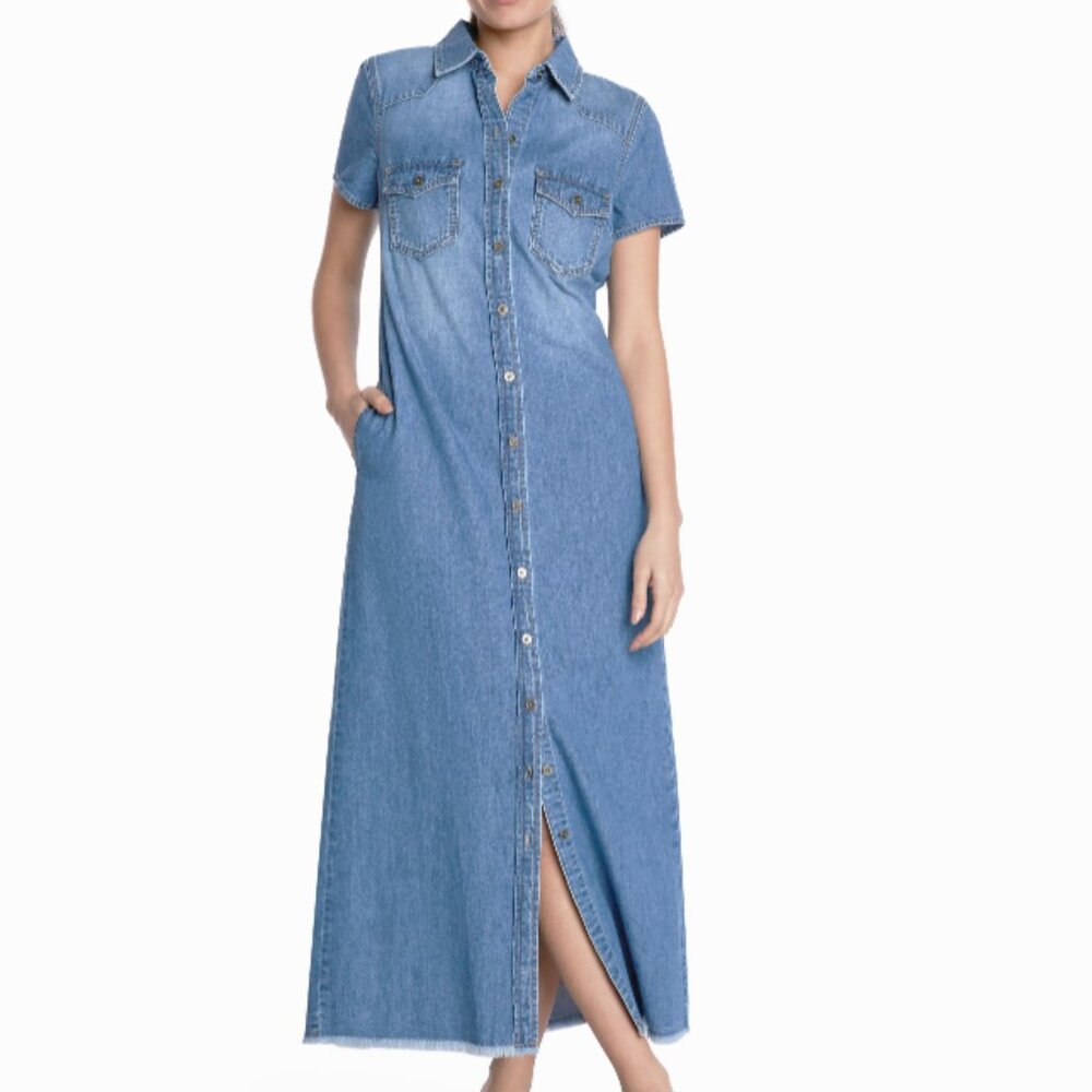 New Wash Lab Denim Maxi Shirtdress Wash Lab Size S#2172